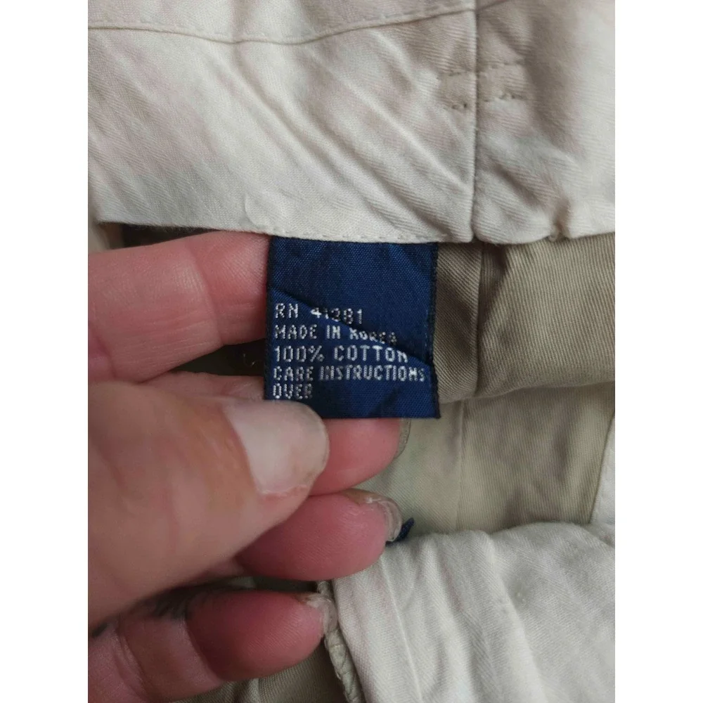 Vintage Polo by Ralph Lauren Pants Mens Size 36X36 Khaki Twill Pleated Chino